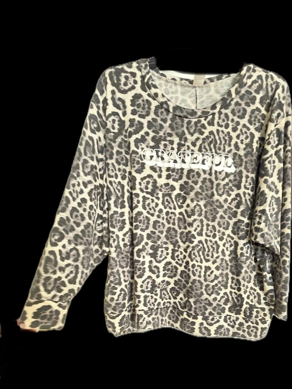 Sew Love Grateful leopard print top Animal Print Long Sleeve Top XL